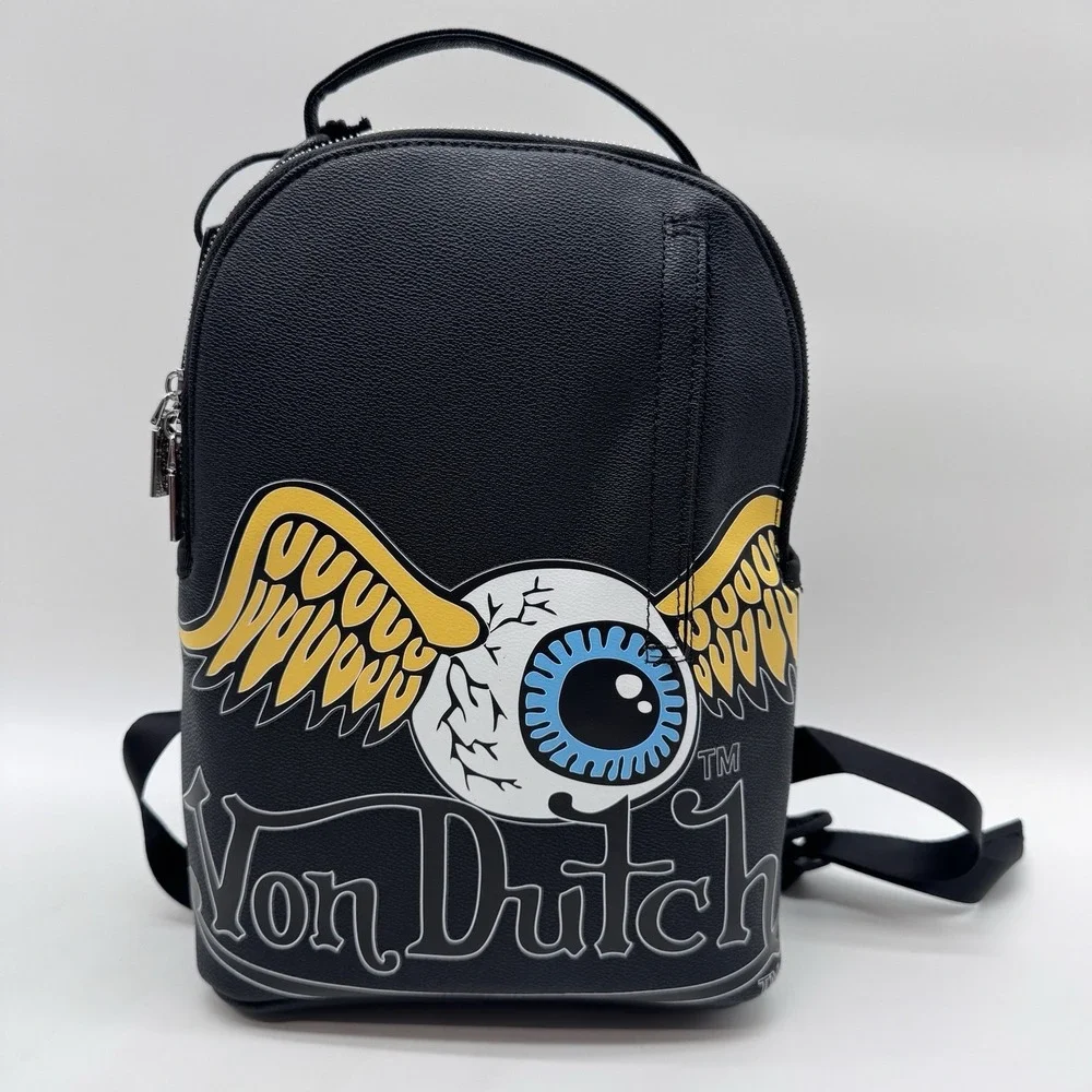 Von Dutch Sticker Logo Unisex Backpack Faux Leather Y2K Style VDKBP-027 NWT.